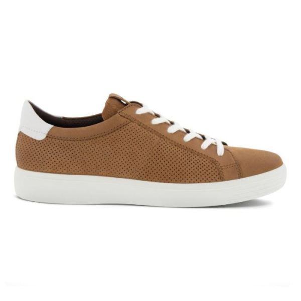 ECCO SHOES -SOFT CLASSIC MEN'S LACED SHOE-CAMEL/WHITE