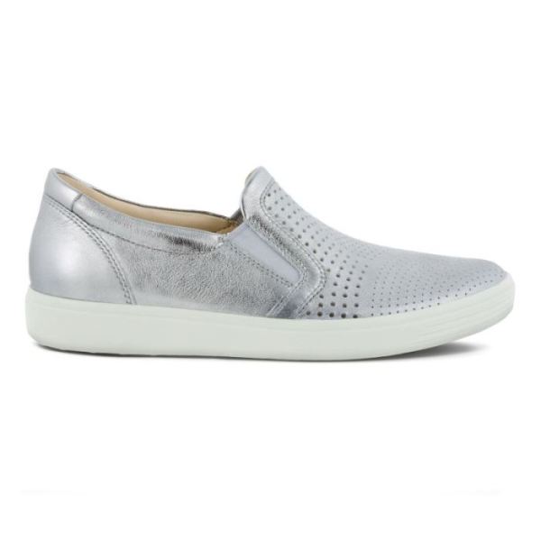 ECCO SHOES -SOFT 7 WOMEN'S SLIP-ON-ALUSILVER