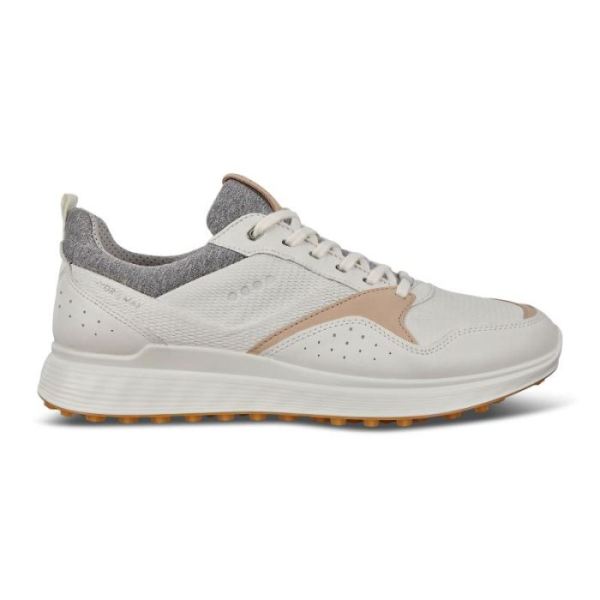 ECCO SHOES -MEN'S SPIKELESS S-CASUAL GOLF SHOES-WHITE/OAK