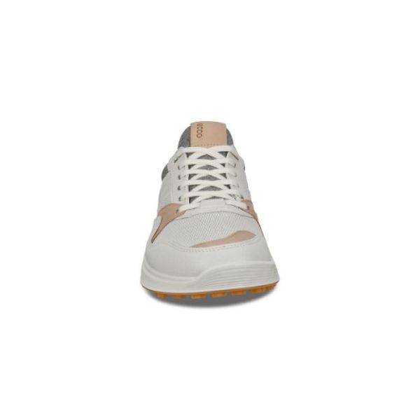 ECCO SHOES -MEN'S SPIKELESS S-CASUAL GOLF SHOES-WHITE/OAK