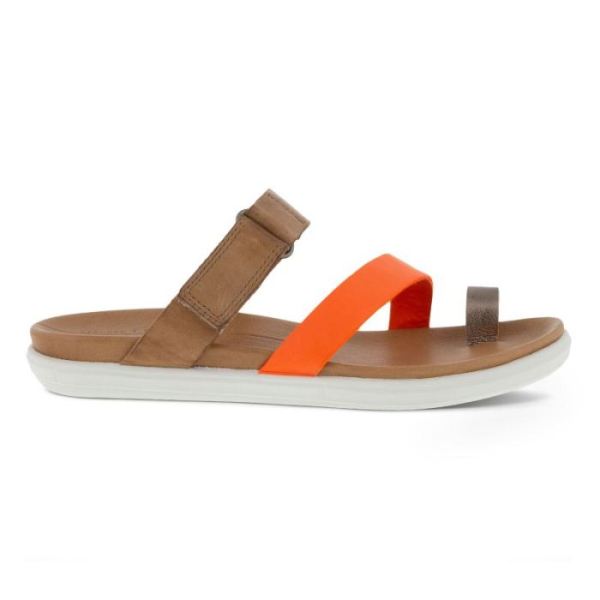 ECCO SHOES -SIMPIL SANDAL FLAT WOMEN'S TOE-LOOP SANDAL-STONE/CALENDULA/WHISKY