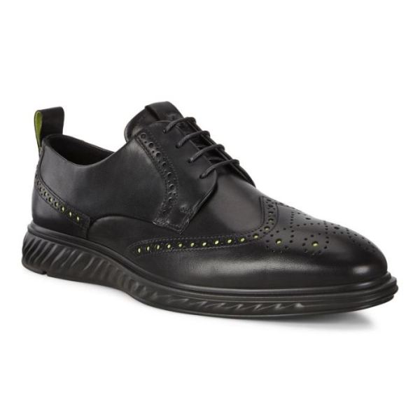 ECCO SHOES -ST.1 HYBRID LITE WINGTIP BROGUE SHOES-BLACK