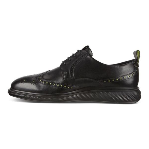 ECCO SHOES -ST.1 HYBRID LITE WINGTIP BROGUE SHOES-BLACK