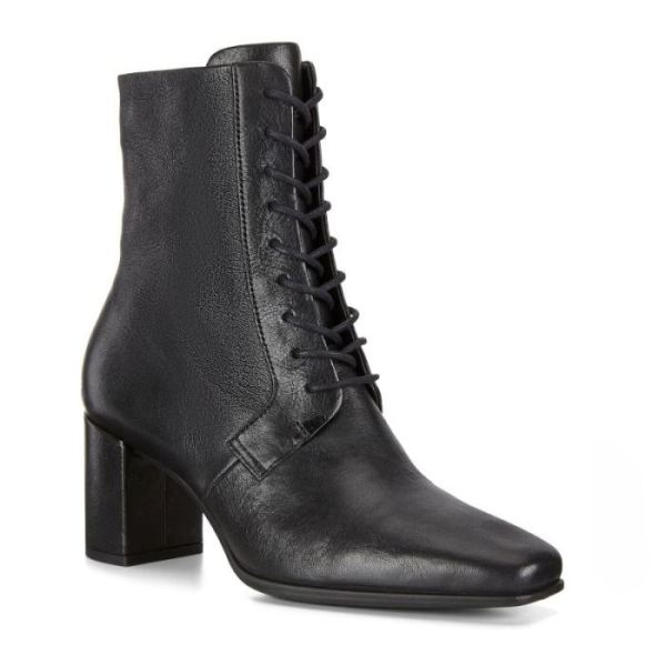 ECCO SHOES -SHAPE 60 WOMEN'S SQUARED LACE-UP BOOT-BLACK