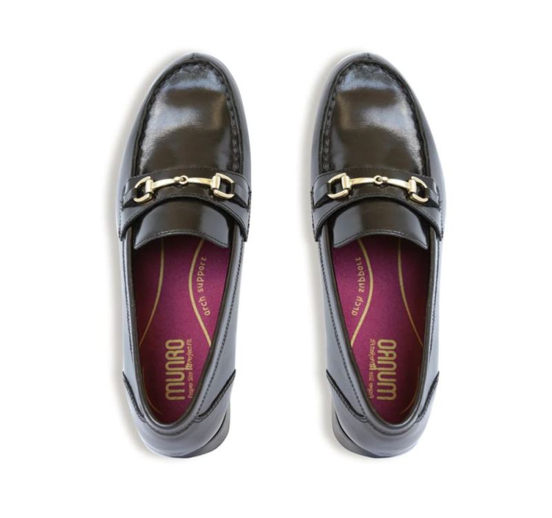 Munro Shoes | Women'S Gryffin-Black Glazed Calf | Quick Ship!
