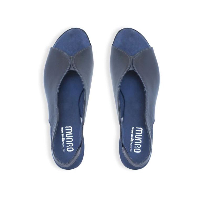Munro Sandals | Women'S Rochelle-Midnight Navy Leather | Quick Ship!