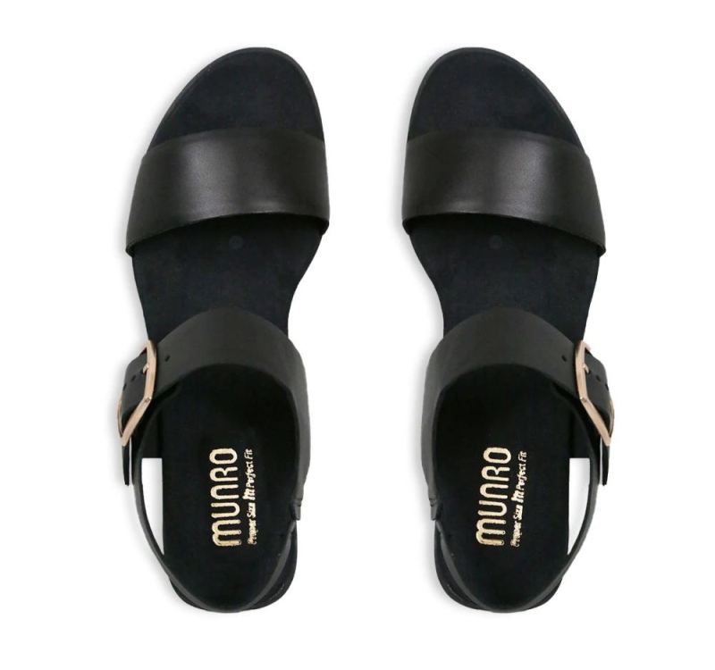 Munro Sandals | Women'S Cleo-Black Leather | Quick Ship!