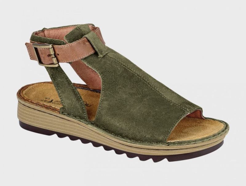 Naot | Verbena-Brushed Oily Olive Suede / Latte Brown Lthr