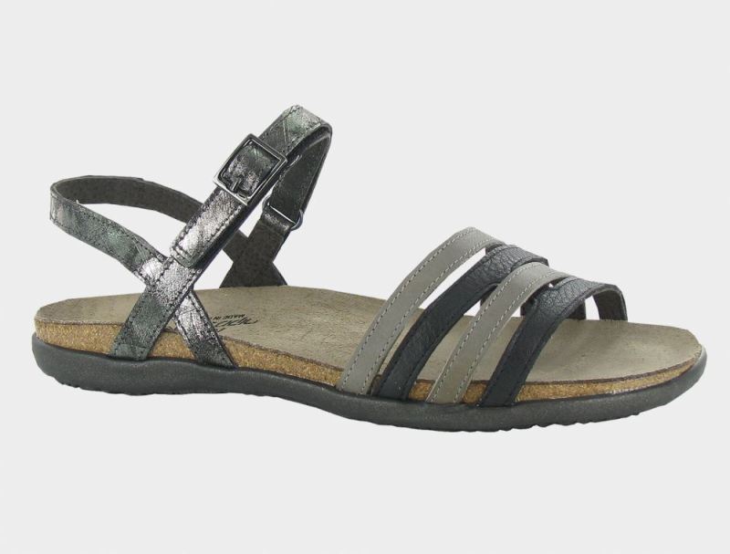 Naot | Lucy-Soft Black Lthr / Foggy Gray Lthr / Metallic Onyx Lthr