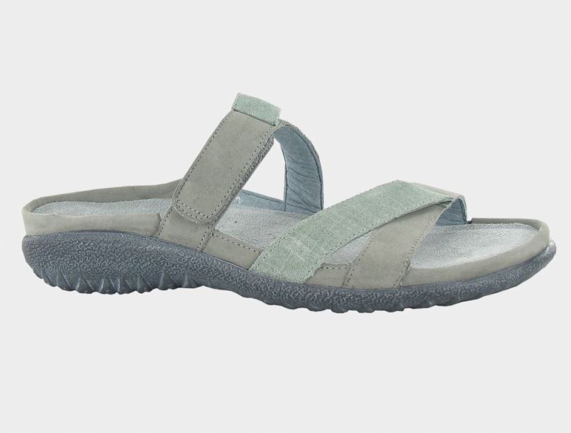 Naot | Tariana-Light Gray Nubuck / Teal Linen Lthr