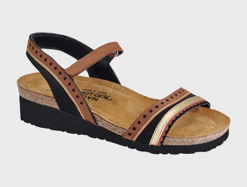 Naot | Beverly-Black Velvet / Hawaiian Brown / Gold