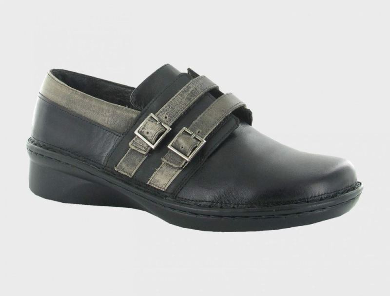 Naot | Celesta-Black Madras Lthr / Oily Coal Nubuck / Vintage Gray Lthr