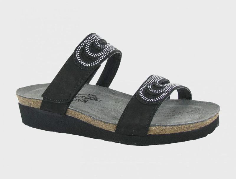 Naot | Ainsley-Black Velvet Nubuck / Black w / Silver Rivets