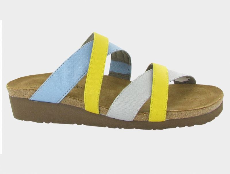 Naot | Roxanna-Ice Gray Elastic / Silver Elastic / Yellow Elastic