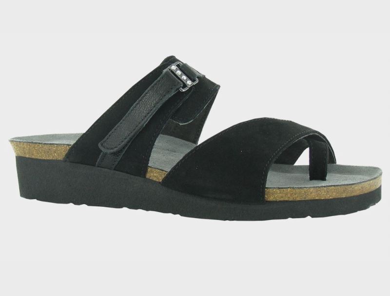 Naot | Jessica-Black Velvet Nubuck / Soft Black Lthr