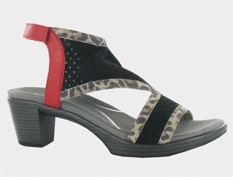 Naot | Destiny-Perf. Black Suede / Cheetah Suede / Kiss Red Lthr