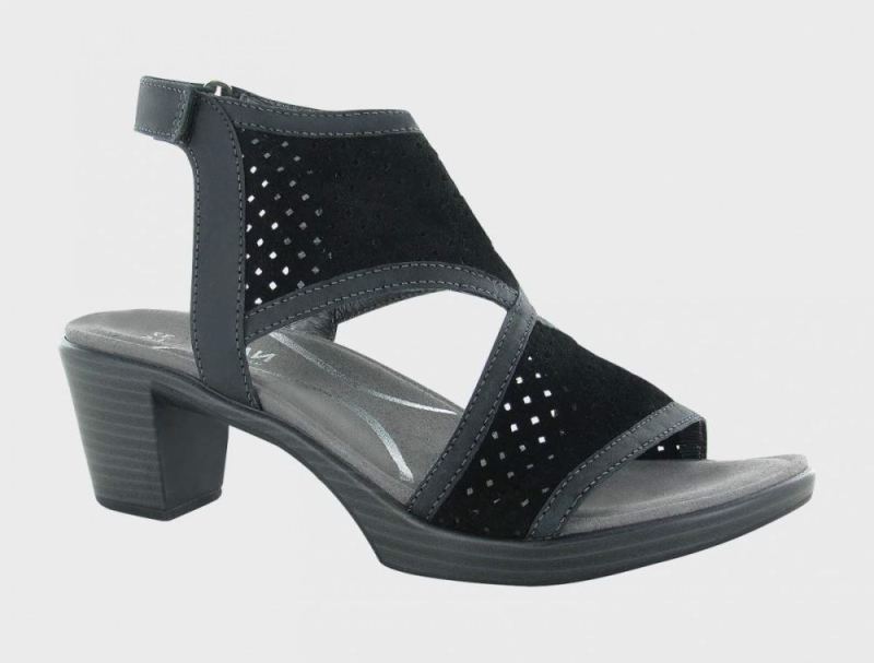 Naot | Destiny-Perferated Black Suede / Oily Coal Nubuck