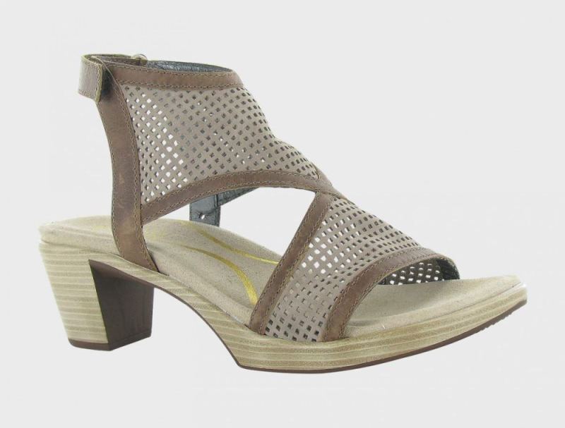 Naot | Destiny-Perferated Stone Nubuck / Saddle Brown Lthr