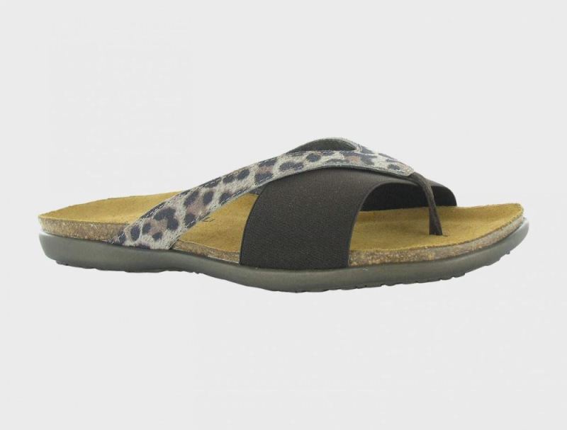 Naot | Penelope-Dark Brown Elastic / Cheetah Suede / Coffee Bean Nubuck