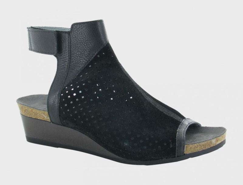 Naot | Oz-Perforated Black Suede / Black Madras Lthr / Black Velvet Nubuck