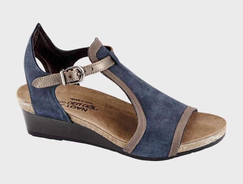 Naot | Fiona-Navy Velvet Nubuck / Shiitake Nubuck / Pewter Lthr