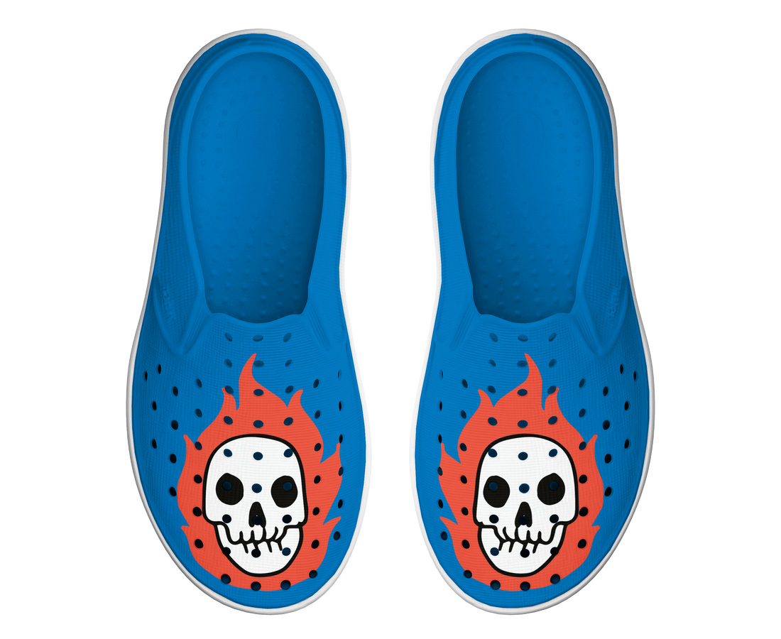 Native Shoes Miles Block Child - Megamarine Blue/ Shell White/ Flame Skull Block