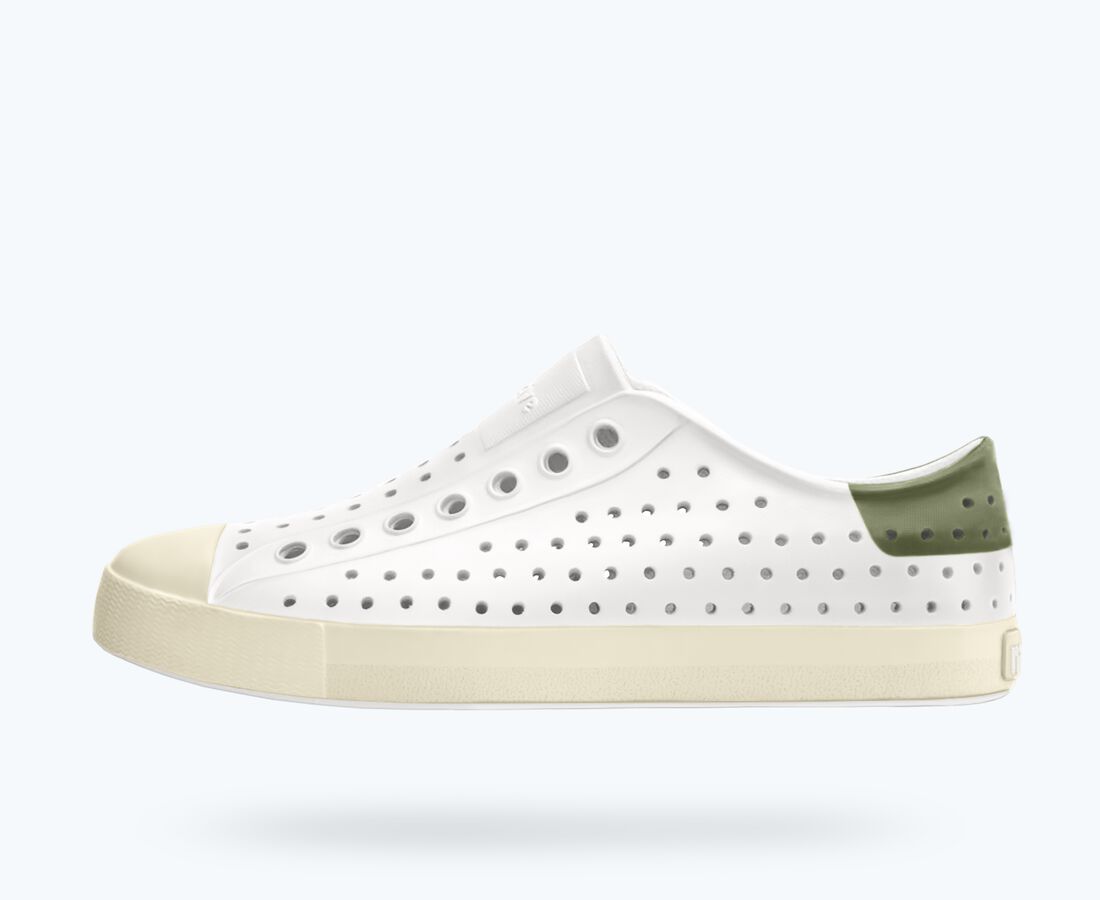 Native Shoes Women's Jefferson Wanderfoam&trade; Block - Shell White/ Bone White/ Olivine Green Block