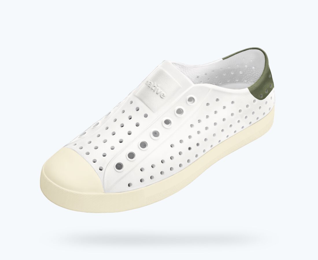 Native Shoes Women's Jefferson Wanderfoam&trade; Block - Shell White/ Bone White/ Olivine Green Block