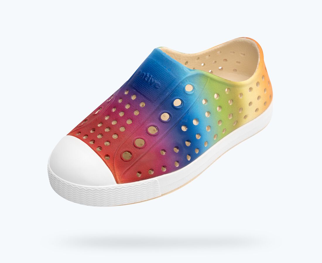 Native Shoes Jefferson Print Child - Bone White/ Shell White/ Rainbow Gradient
