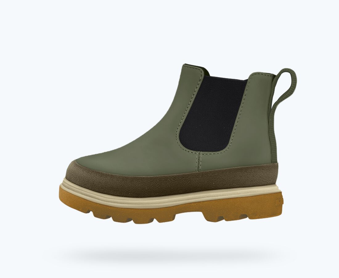 Native Shoes Kensington Chelsea Child - Olivine Green/ Mash Brown/ Bone White