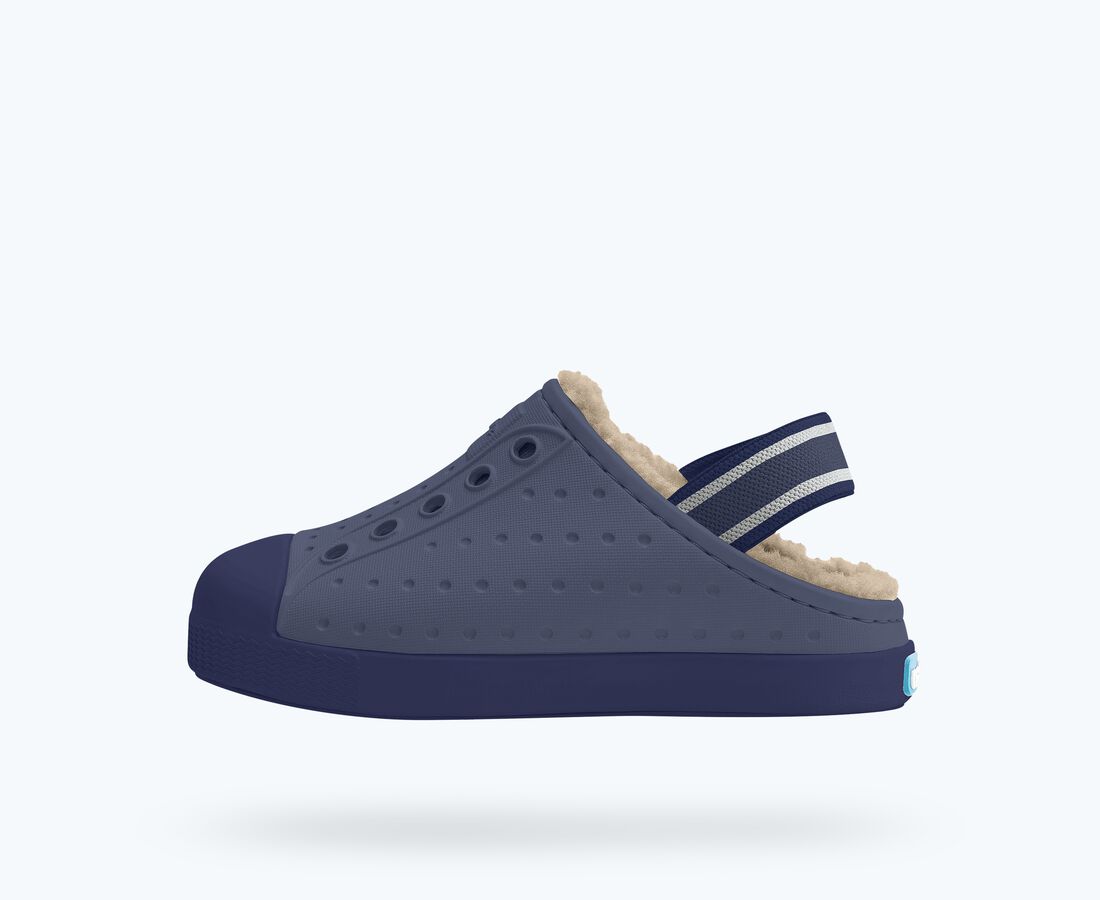 Native Shoes Jefferson Cozy Little Kids - Deep Sea Blue/ Regatta Blue/ Flax Tan