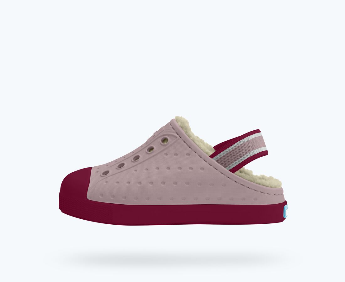 Native Shoes Jefferson Cozy Little Kids - Balos Pink/ Root Red/ Bone White