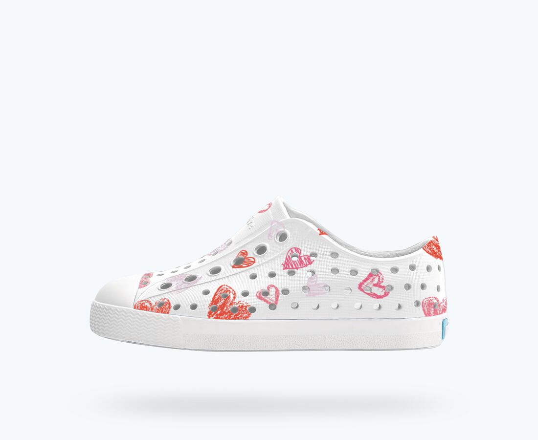 Native Shoes Jefferson Print Child - Shell White/ Shell White/ Heart Graffiti