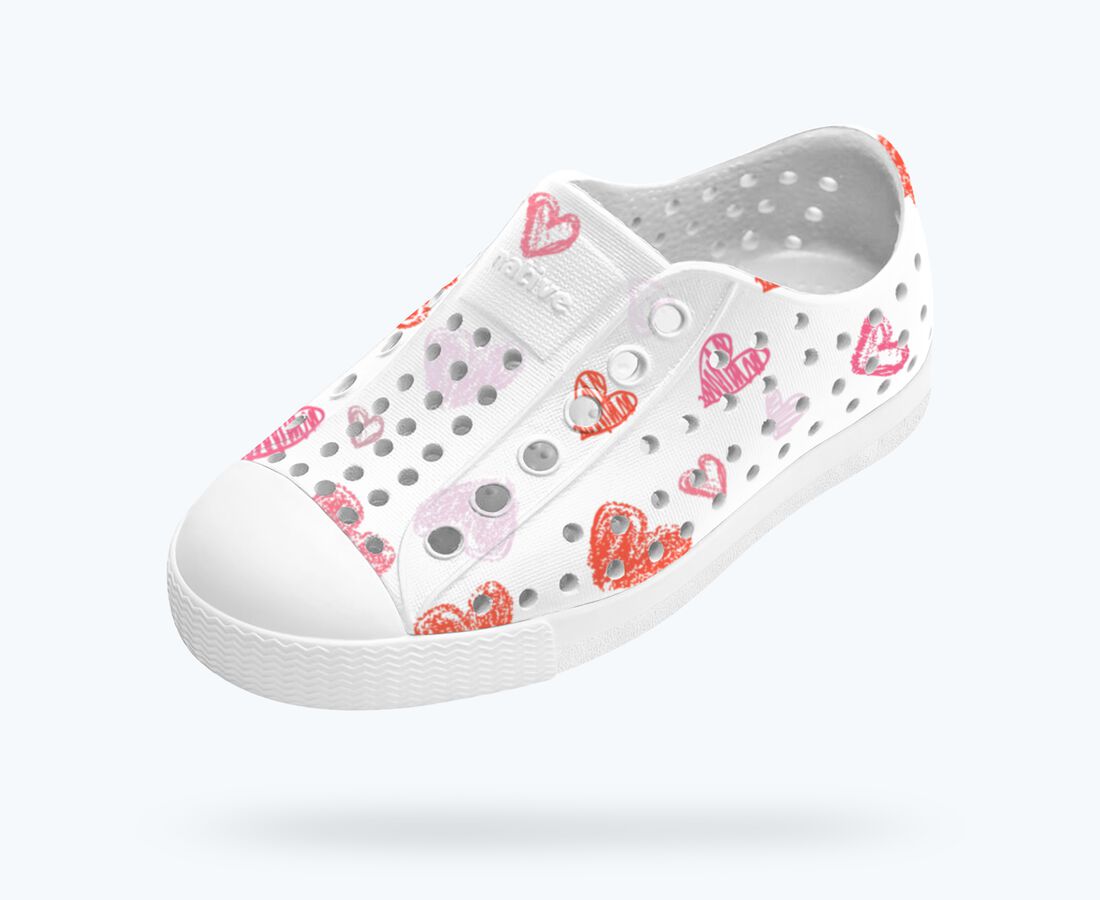 Native Shoes Jefferson Print Child - Shell White/ Shell White/ Heart Graffiti