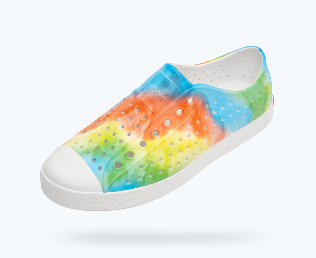 Native Shoes Men's Jefferson Print - Shell White/ Shell White/ Rainbow Tie Dye