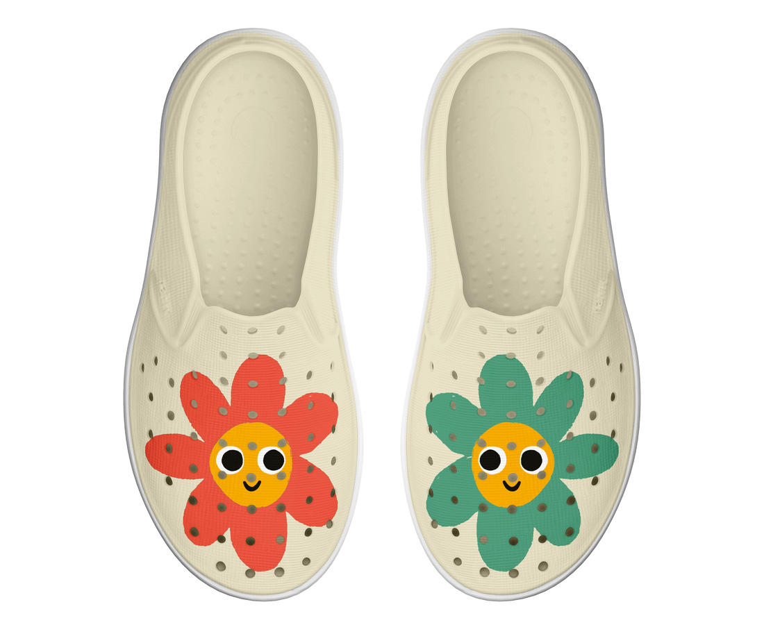 Native Shoes Miles Block Child - Bone White/ Shell White/ Happy Flower Block