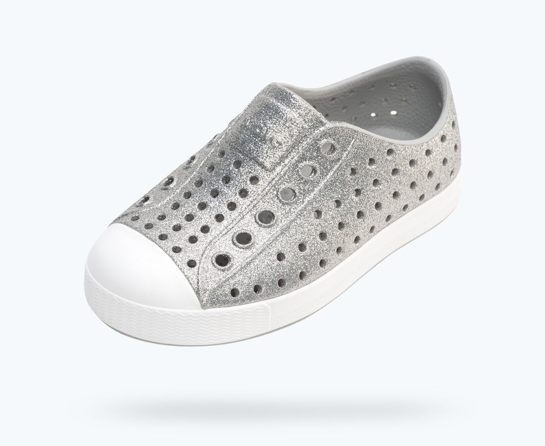 Native Shoes Jefferson Bio-Bling&trade; Child - Platinum Bling/ Shell White
