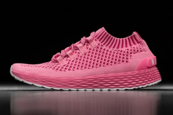 NOBULL MEN'S SHOES BRIGHT PINK KNIT RUNNER