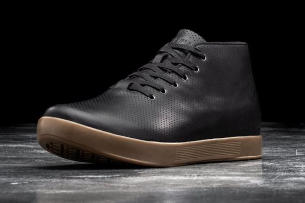 NOBULL MEN'S SHOES BLACK DARK GUM LEATHER MID TRAINER