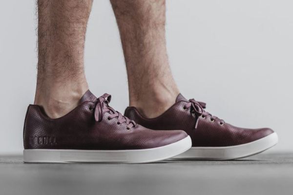 NOBULL MEN'S SHOES BURGUNDY LEATHER TRAINER