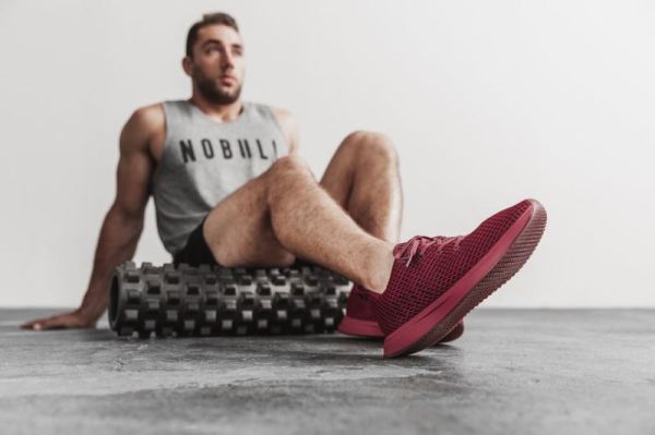 NOBULL MEN'S SHOES MAROON MESH RUNNER