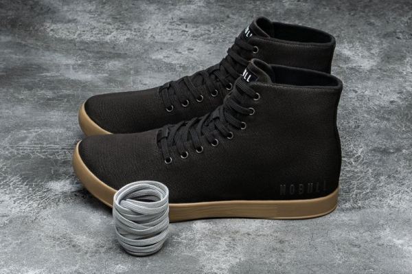 NOBULL MEN'S SHOES HIGH-TOP BLACK DARK GUM CANVAS TRAINER