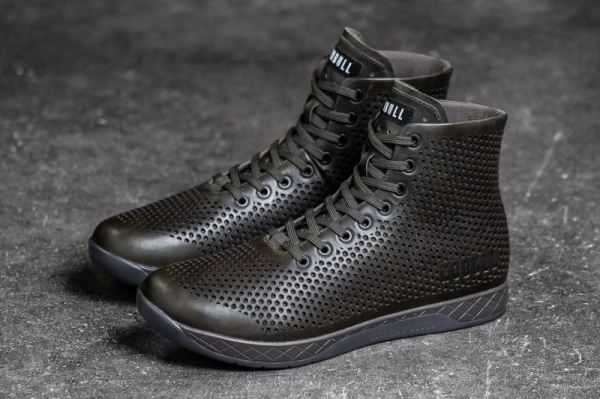 NOBULL MEN'S SHOES HIGH-TOP OLIVE LEATHER TRAINER