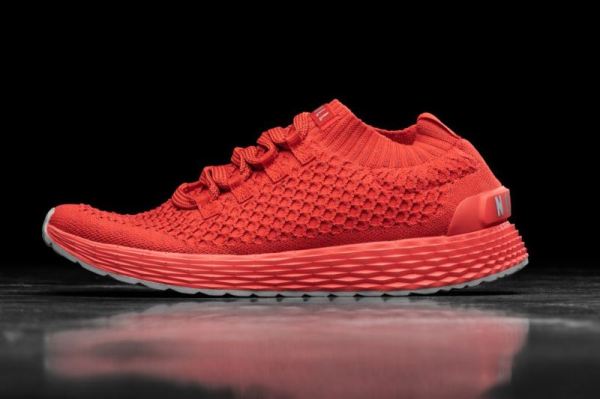 NOBULL MEN'S SHOES BRIGHT RED REFLECTIVE KNIT RUNNER