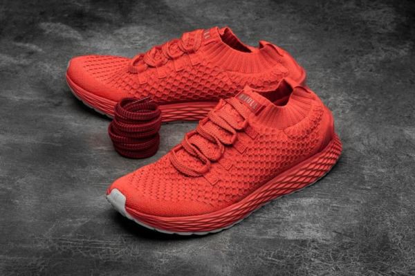 NOBULL MEN'S SHOES BRIGHT RED REFLECTIVE KNIT RUNNER