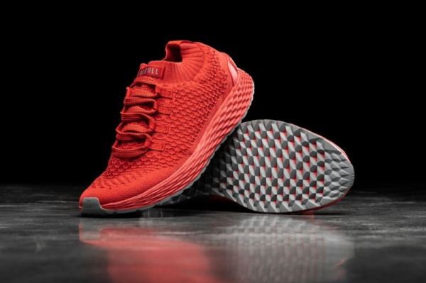 NOBULL MEN'S SHOES BRIGHT RED REFLECTIVE KNIT RUNNER