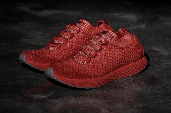 NOBULL MEN'S SHOES BRIGHT RED REFLECTIVE KNIT RUNNER