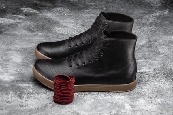NOBULL MEN'S SHOES HIGH-TOP BLACK DARK GUM LEATHER TRAINER