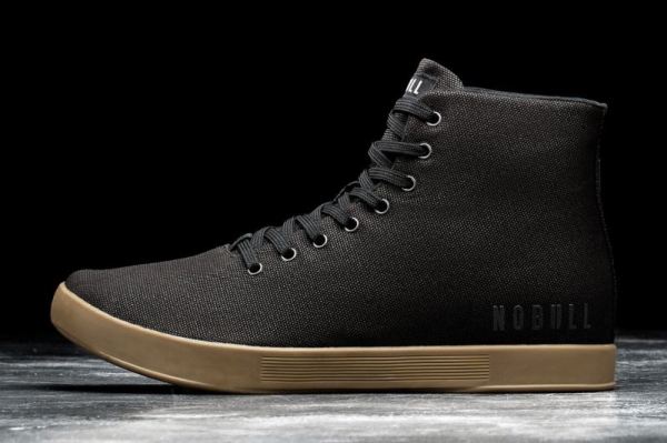 NOBULL WOMEN'S SHOES HIGH-TOP BLACK DARK GUM CANVAS TRAINER