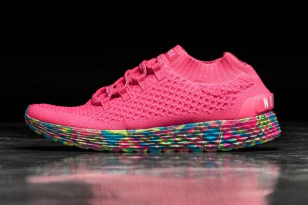 NOBULL MEN'S SHOES NEON PINK SWIRL KNIT RUNNER
